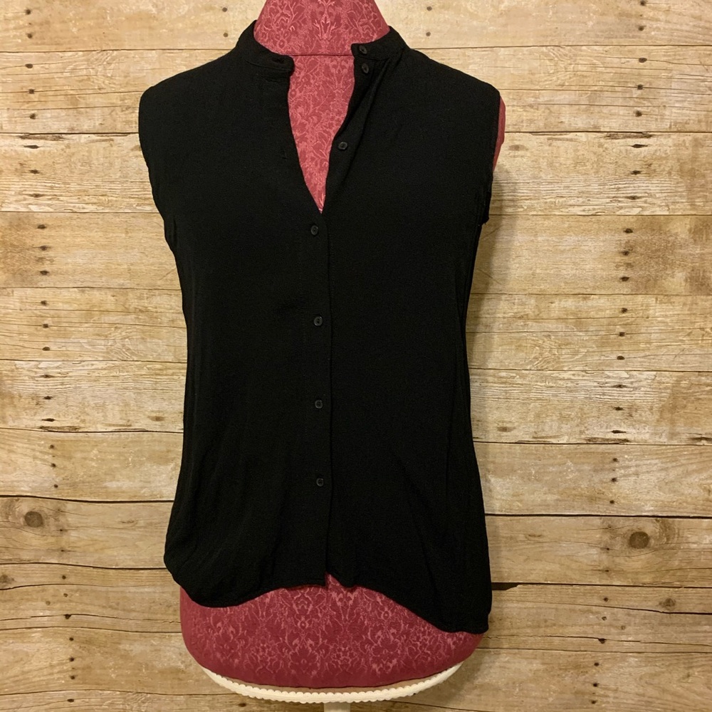 COS black button sleeveless high-low tank Sz 36